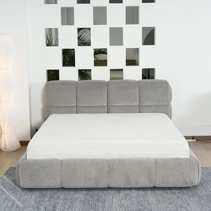 Ian 180X200 King Bed With Headboard storage-æLight Grey