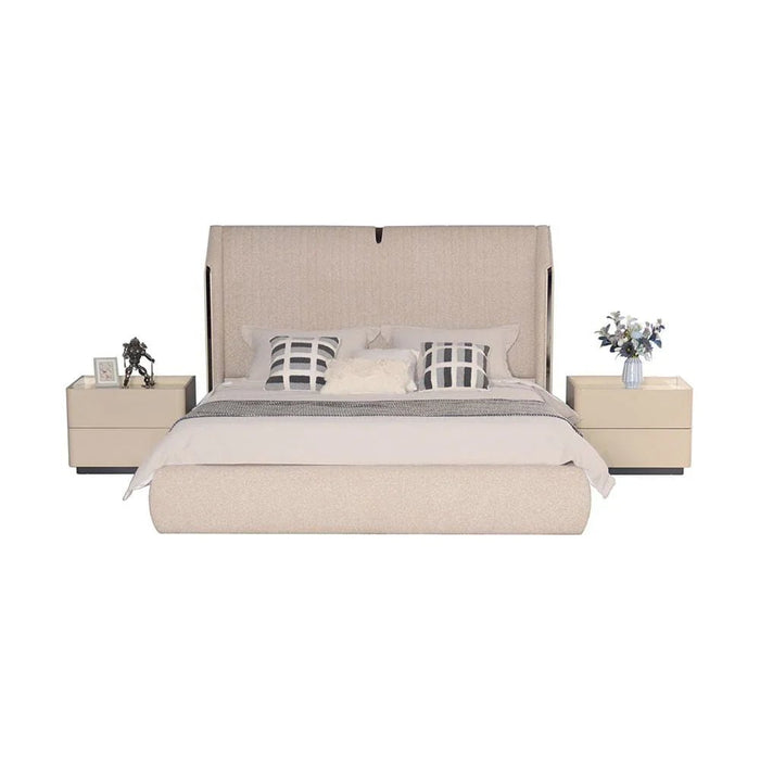 Mulligan 180x200 Upholstered King Bed - Beige/Khaki - With 2-Year Warranty