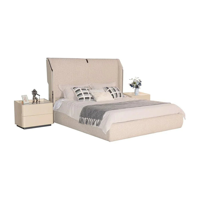 Mulligan 180x200 Upholstered King Bed - Beige/Khaki - With 2-Year Warranty