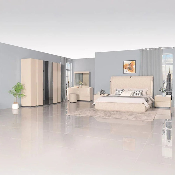 Mulligan 180x200 Upholstered King Bed - Beige/Khaki - With 2-Year Warranty