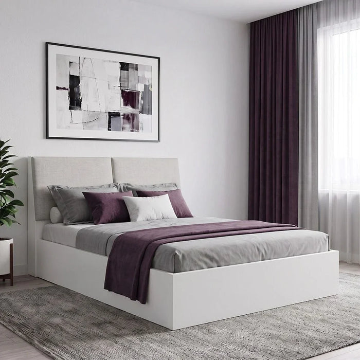 Palomeze 150 X 200 Queen Bed With With Hydraulic And Headboard Storage-White/Black