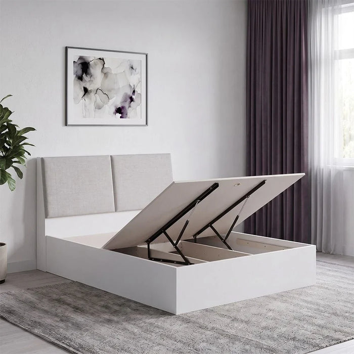Palomeze 150 X 200 Queen Bed With With Hydraulic And Headboard Storage-White/Black