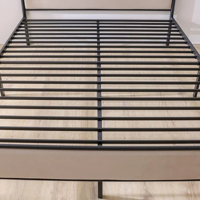 Cassie 160x200 Metal Arch Canopy Bed - Queen Size - Black & Cream - With 2-Year Warranty