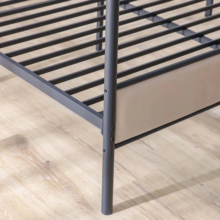 Cassie 160x200 Metal Arch Canopy Bed - Queen Size - Black & Cream - With 2-Year Warranty