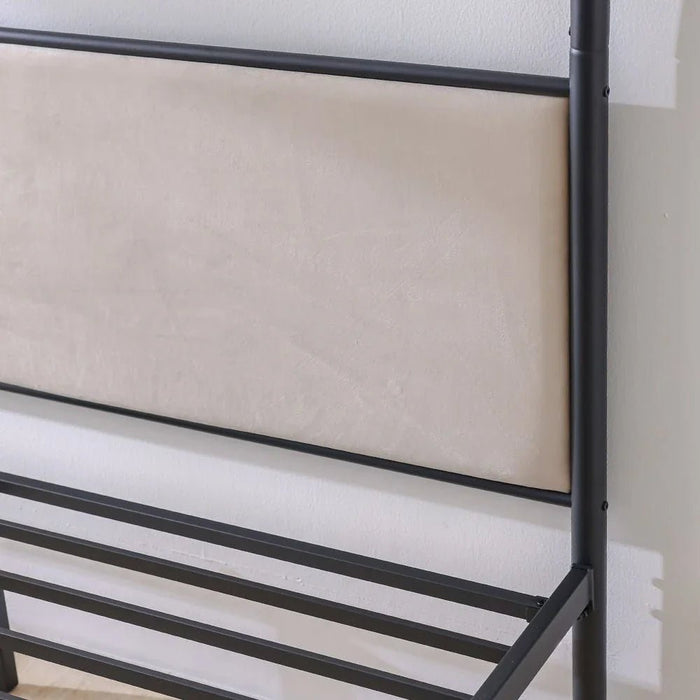 Cassie 160x200 Metal Arch Canopy Bed - Queen Size - Black & Cream - With 2-Year Warranty