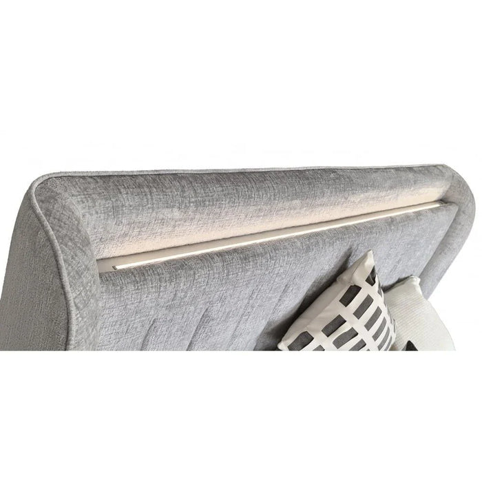 Santelmo 180x200 King Bed with LED Light - Light Grey - With 2-Year Warranty