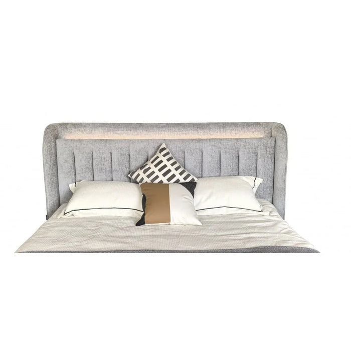 Santelmo 180x200 King Bed with LED Light - Light Grey - With 2-Year Warranty