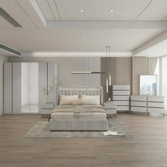 Santelmo 180x200 King Bed with LED Light - Light Grey - With 2-Year Warranty