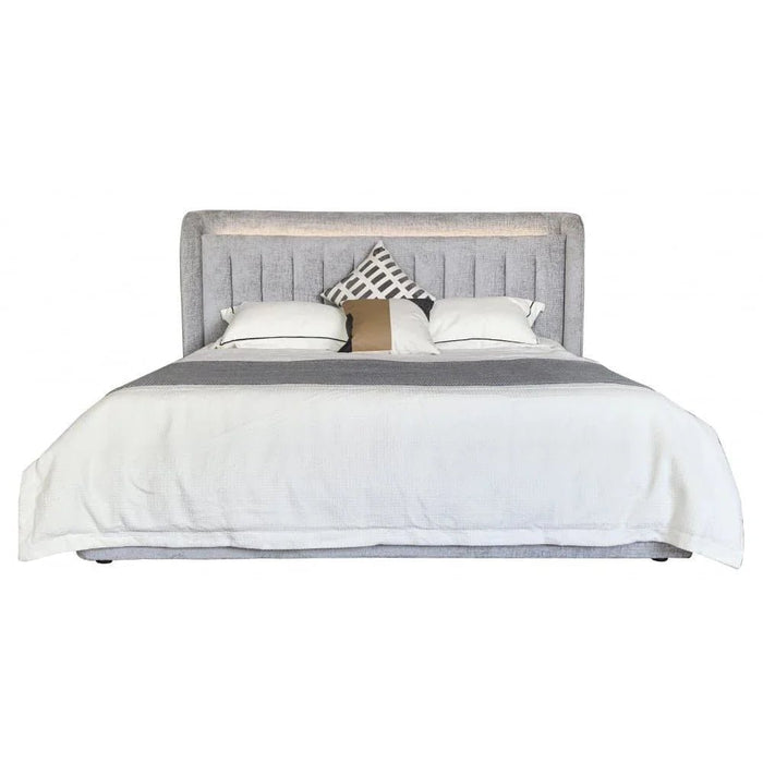 Santelmo 180x200 King Bed with LED Light - Light Grey - With 2-Year Warranty