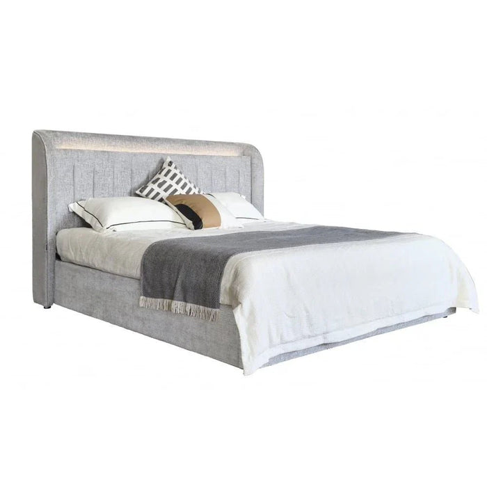 Santelmo 180x200 King Bed with LED Light - Light Grey - With 2-Year Warranty