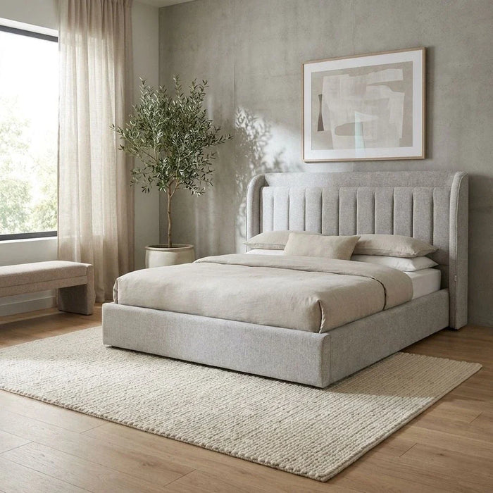 Santelmo 150x200 Queen Bed with LED Light - Light Grey - With 2-Year Warranty