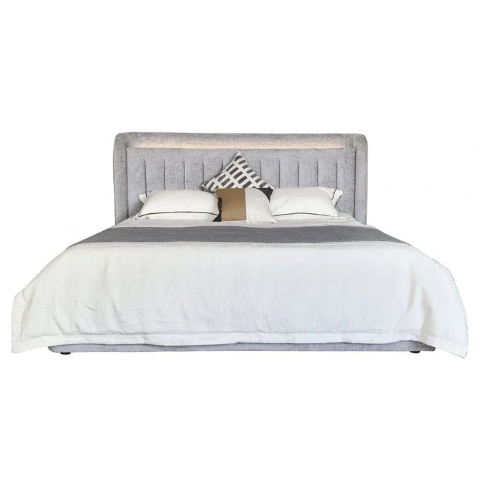 Santelmo 150x200 Queen Bed with LED Light - Light Grey - With 2-Year Warranty
