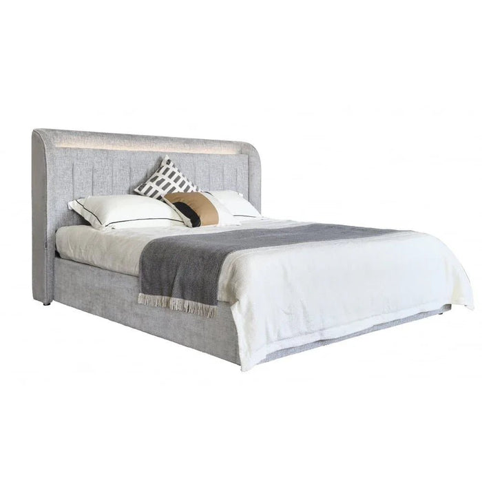 Santelmo 150x200 Queen Bed with LED Light - Light Grey - With 2-Year Warranty