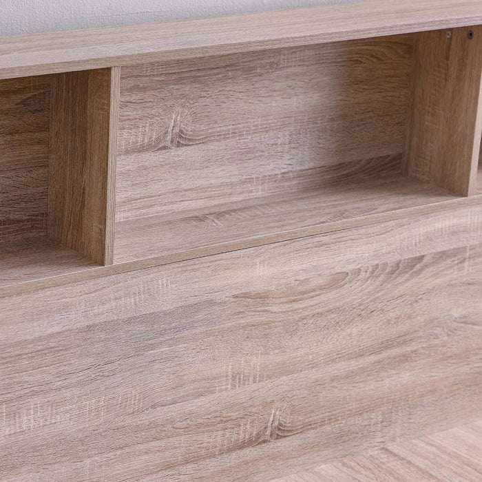 Monro 150X200 Queen Bed With Underbed & Headboard Storage-Natural Oak