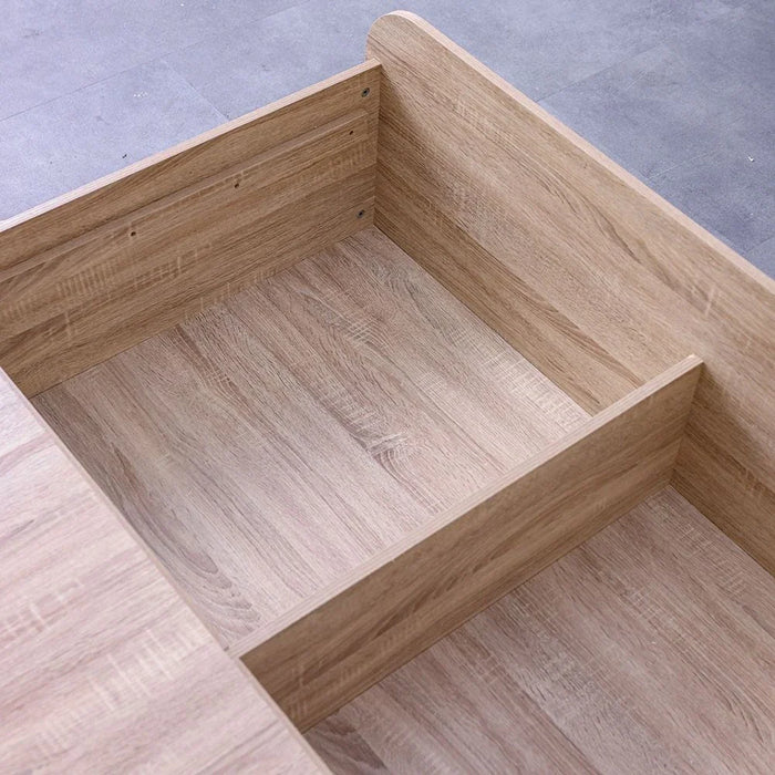 Monro 150X200 Queen Bed With Underbed & Headboard Storage-Natural Oak