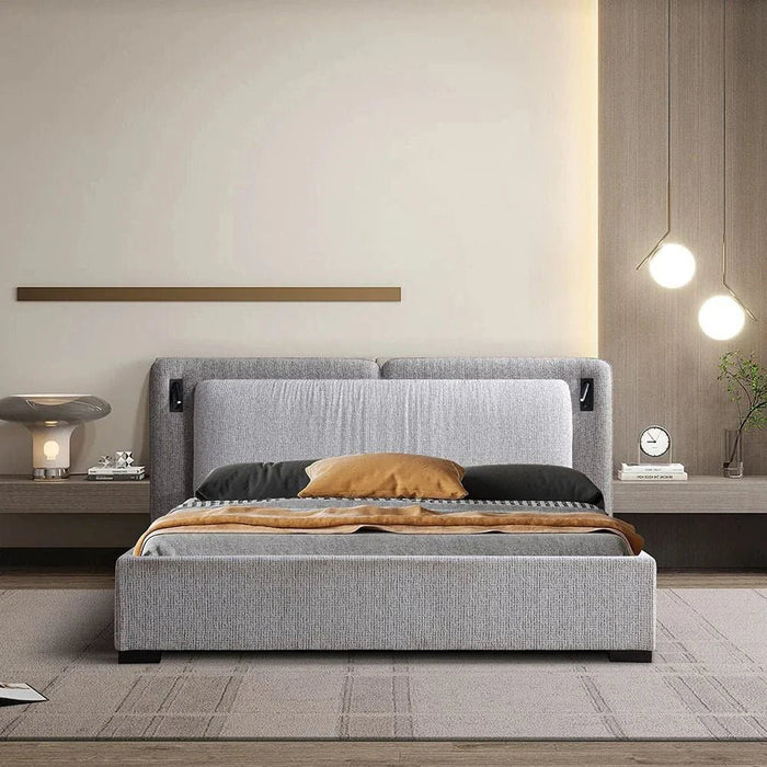 Maison 180x200 Upholstered King Bed With LED-Light Grey/Dark Grey