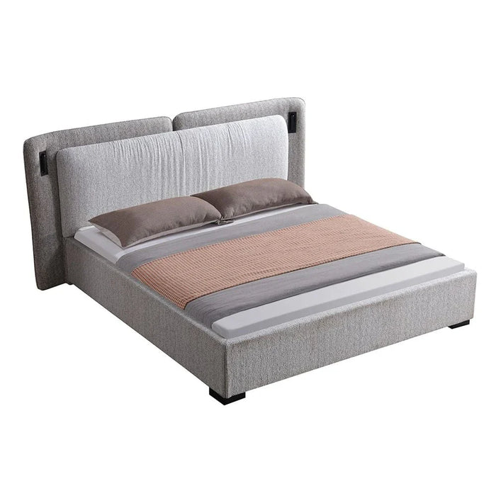 Maison 180x200 Upholstered King Bed With LED-Light Grey/Dark Grey