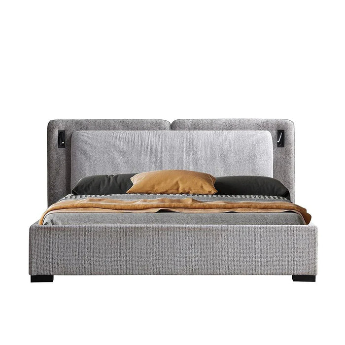 Maison 180x200 Upholstered King Bed With LED-Light Grey/Dark Grey