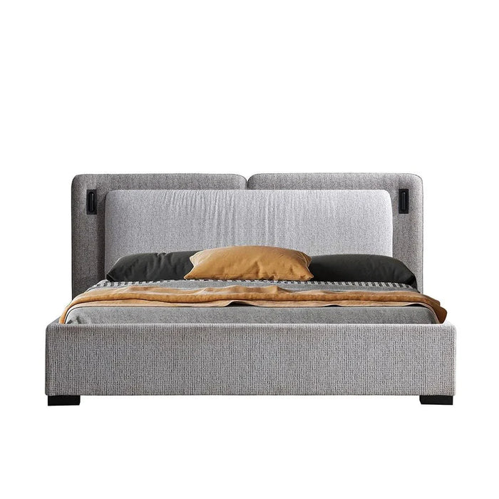 Maison 180x200 Upholstered King Bed With LED-Light Grey/Dark Grey