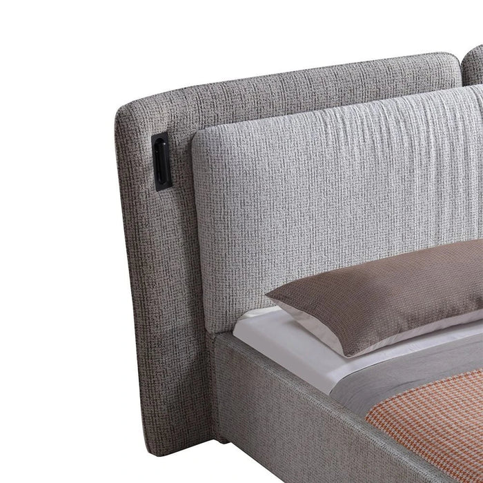 Maison 180x200 Upholstered King Bed With LED-Light Grey/Dark Grey