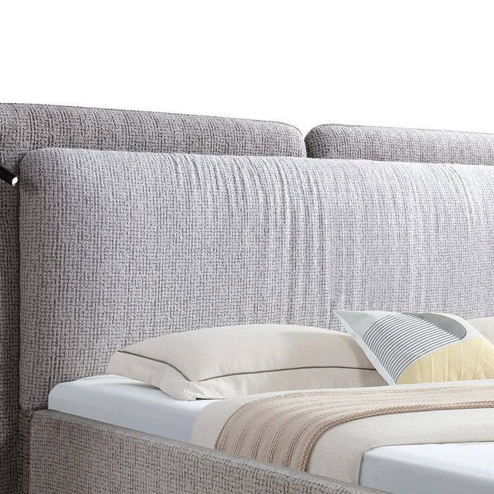 Maison 180x200 Upholstered King Bed With LED-Light Grey/Dark Grey