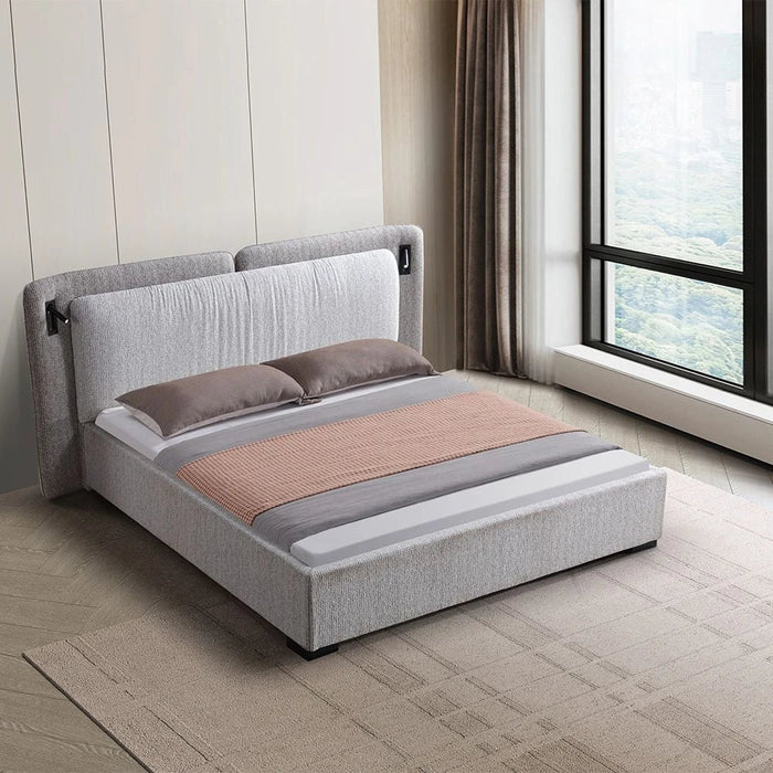 Maison 180x200 Upholstered King Bed With LED-Light Grey/Dark Grey