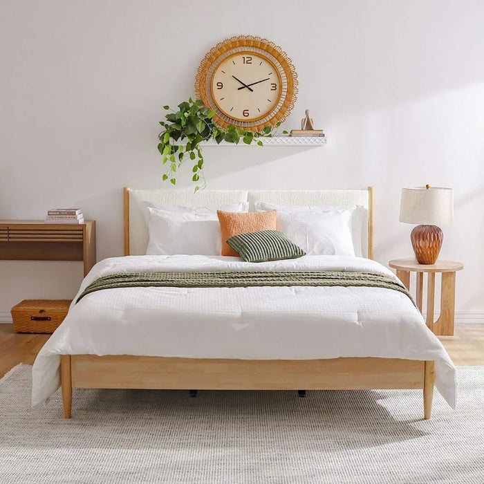 Anchor 180x200 King Bed with Upholstered Headboard - Natural/Beige - With 2-Year Warranty
