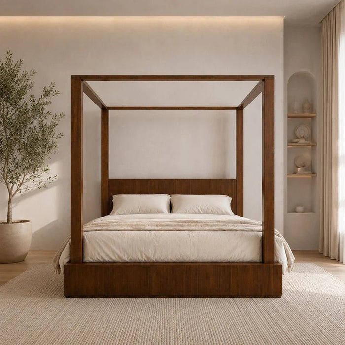 Zenia 180X200 King Poster Bed Solidwood - Dark Brown