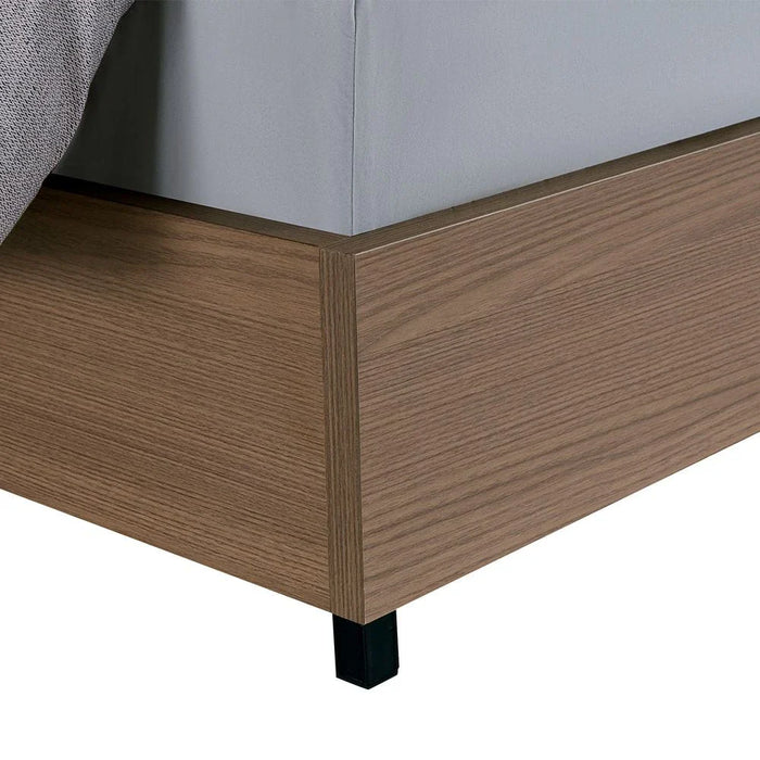 Allison 180X200 Floating King Bed With LED-Beige/Natural Oak