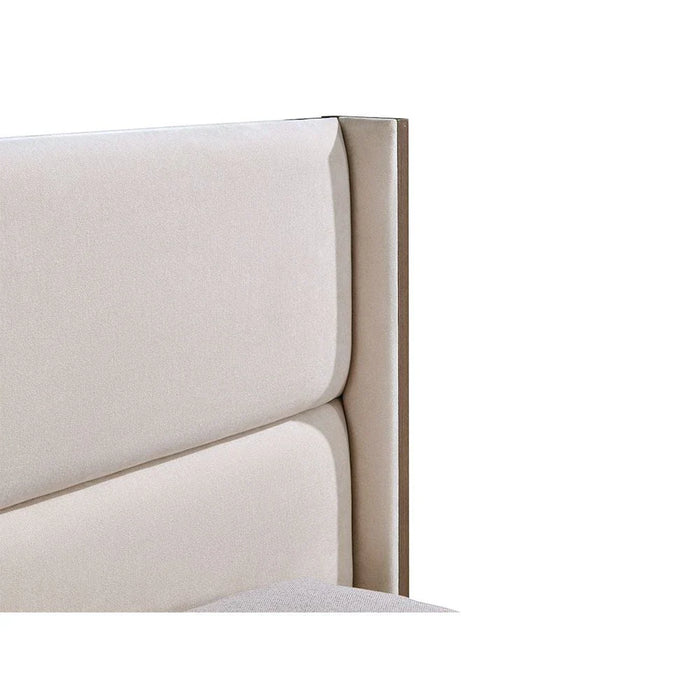 Allison 180X200 Floating King Bed With LED-Beige/Natural Oak