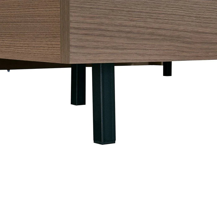 Allison 180X200 Floating King Bed With LED-Beige/Natural Oak