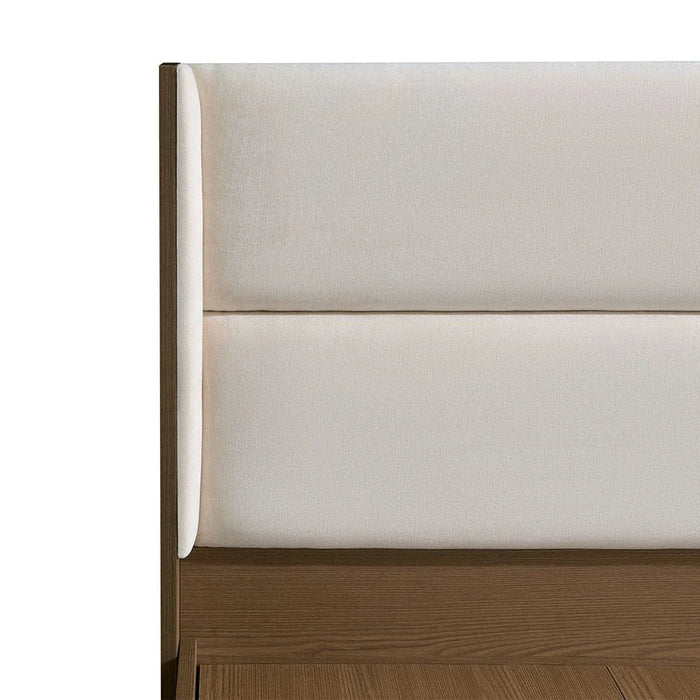 Allison 180X200 Floating King Bed With LED-Beige/Natural Oak