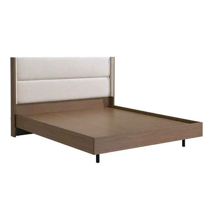 Allison 180X200 Floating King Bed With LED-Beige/Natural Oak