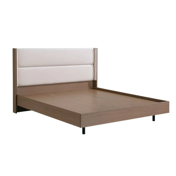 Allison 180X200 Floating King Bed With LED-Beige/Natural Oak