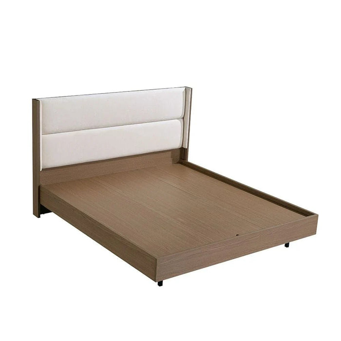 Allison 180X200 Floating King Bed With LED-Beige/Natural Oak
