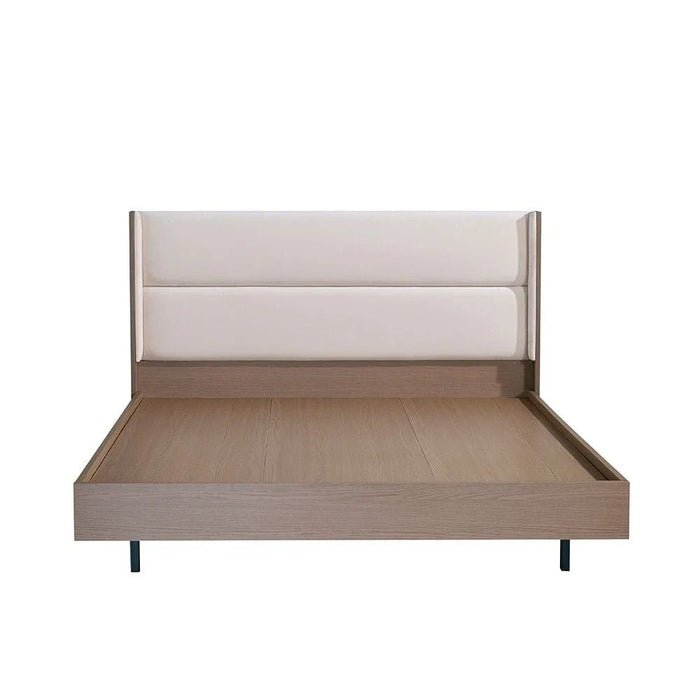 Allison 180X200 Floating King Bed With LED-Beige/Natural Oak