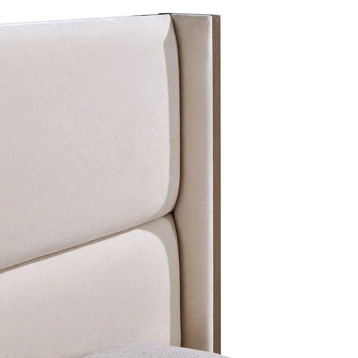 Allison 160x200 Floating Queen Bed with LED - Beige/Natural Oak - With 2-Year Warranty