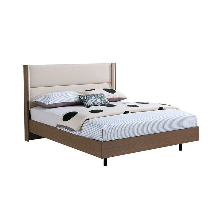Allison 160x200 Floating Queen Bed with LED - Beige/Natural Oak - With 2-Year Warranty