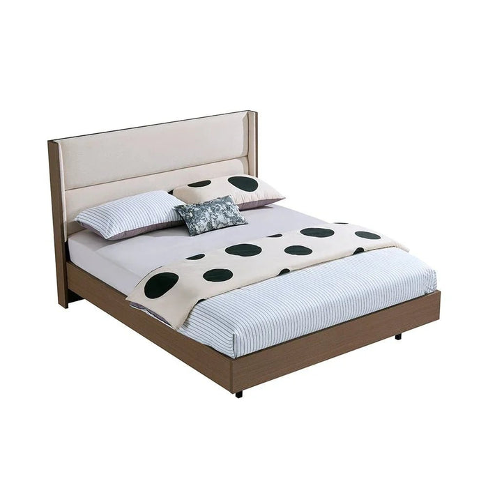 Allison 160x200 Floating Queen Bed with LED - Beige/Natural Oak - With 2-Year Warranty