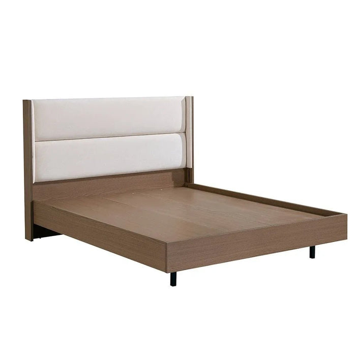 Allison 160x200 Floating Queen Bed with LED - Beige/Natural Oak - With 2-Year Warranty