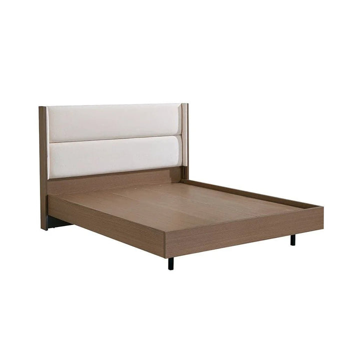 Allison 160x200 Floating Queen Bed with LED - Beige/Natural Oak - With 2-Year Warranty