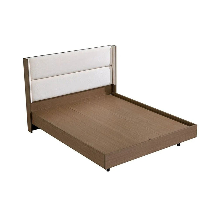 Allison 160x200 Floating Queen Bed with LED - Beige/Natural Oak - With 2-Year Warranty