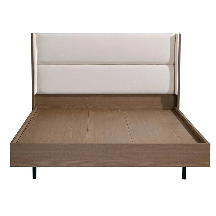 Allison 160x200 Floating Queen Bed with LED - Beige/Natural Oak - With 2-Year Warranty