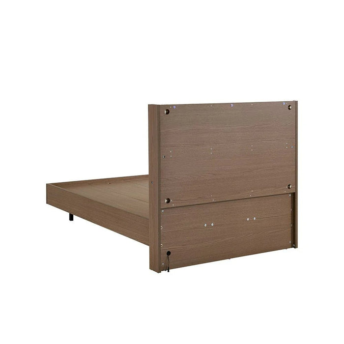 Allison 120x200 Floating Young Bed with LED - Beige/Natural Oak - With 2-Year Warranty