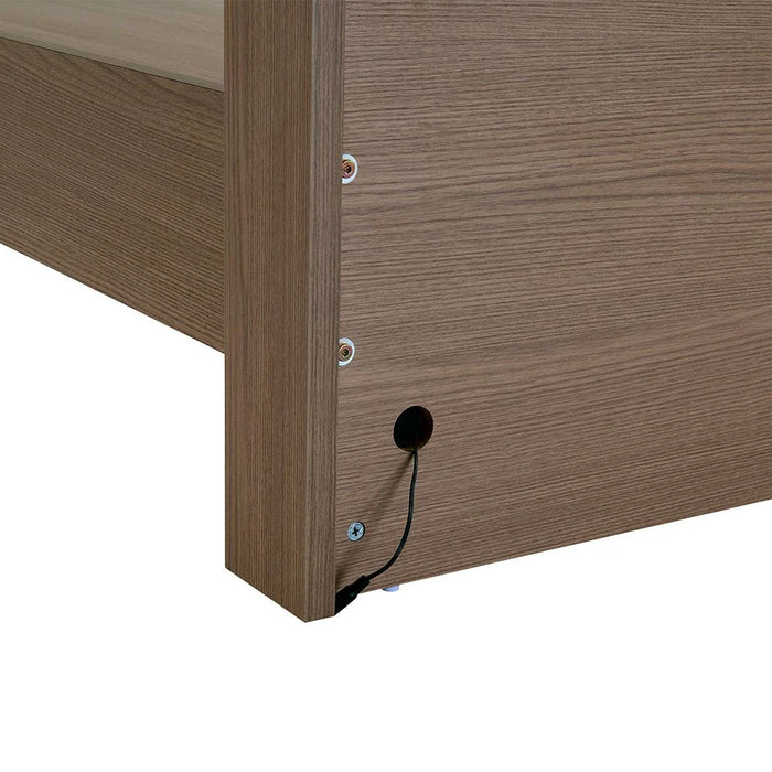 Allison 120x200 Floating Young Bed with LED - Beige/Natural Oak - With 2-Year Warranty