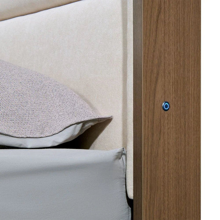 Allison 120x200 Floating Young Bed with LED - Beige/Natural Oak - With 2-Year Warranty