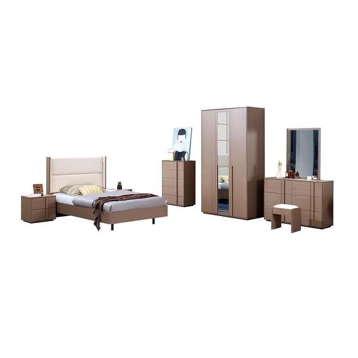 Allison 120x200 Floating Young Bed with LED - Beige/Natural Oak - With 2-Year Warranty