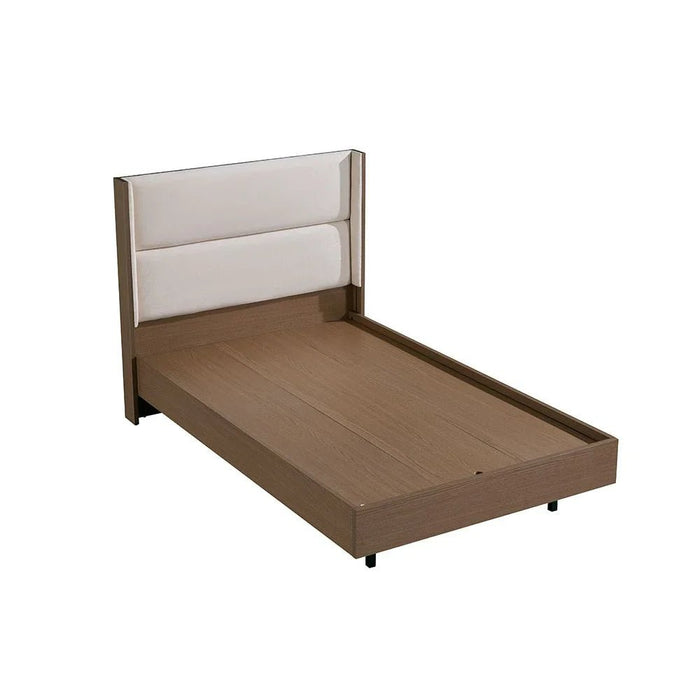 Allison 120x200 Floating Young Bed with LED - Beige/Natural Oak - With 2-Year Warranty