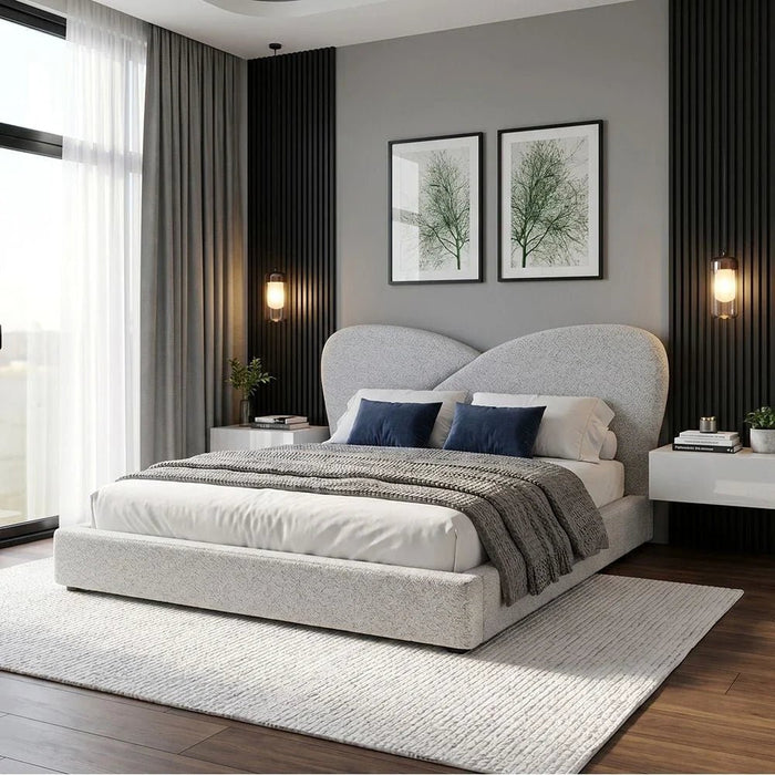 Petal 180 X 200 Upholstered King Bed-White