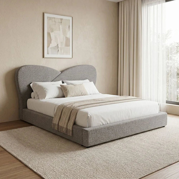 Petal 180x200 Upholstered King Bed - Grey - With 2-Year Warranty